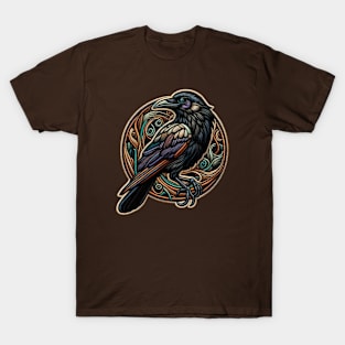 Crow Obsession Embroidered Patch T-Shirt